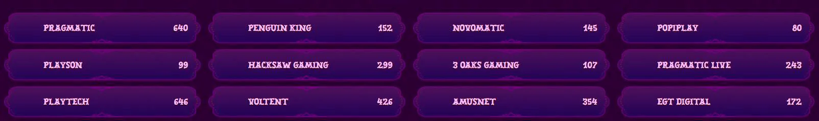Fornecedores de jogos no DuoSpin